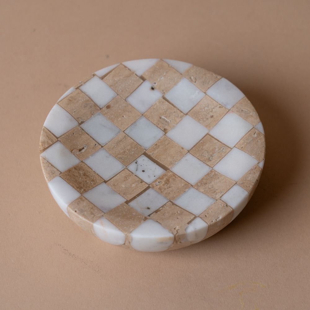Travertine Check Soap Dish soap dish Luxe B Co (Faire)