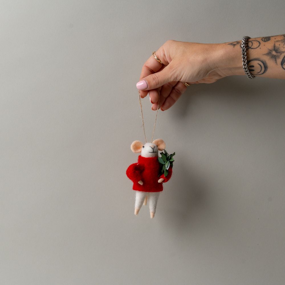 Red Sweater Mouse Ornament CHRISTMAS 2025 Indaba