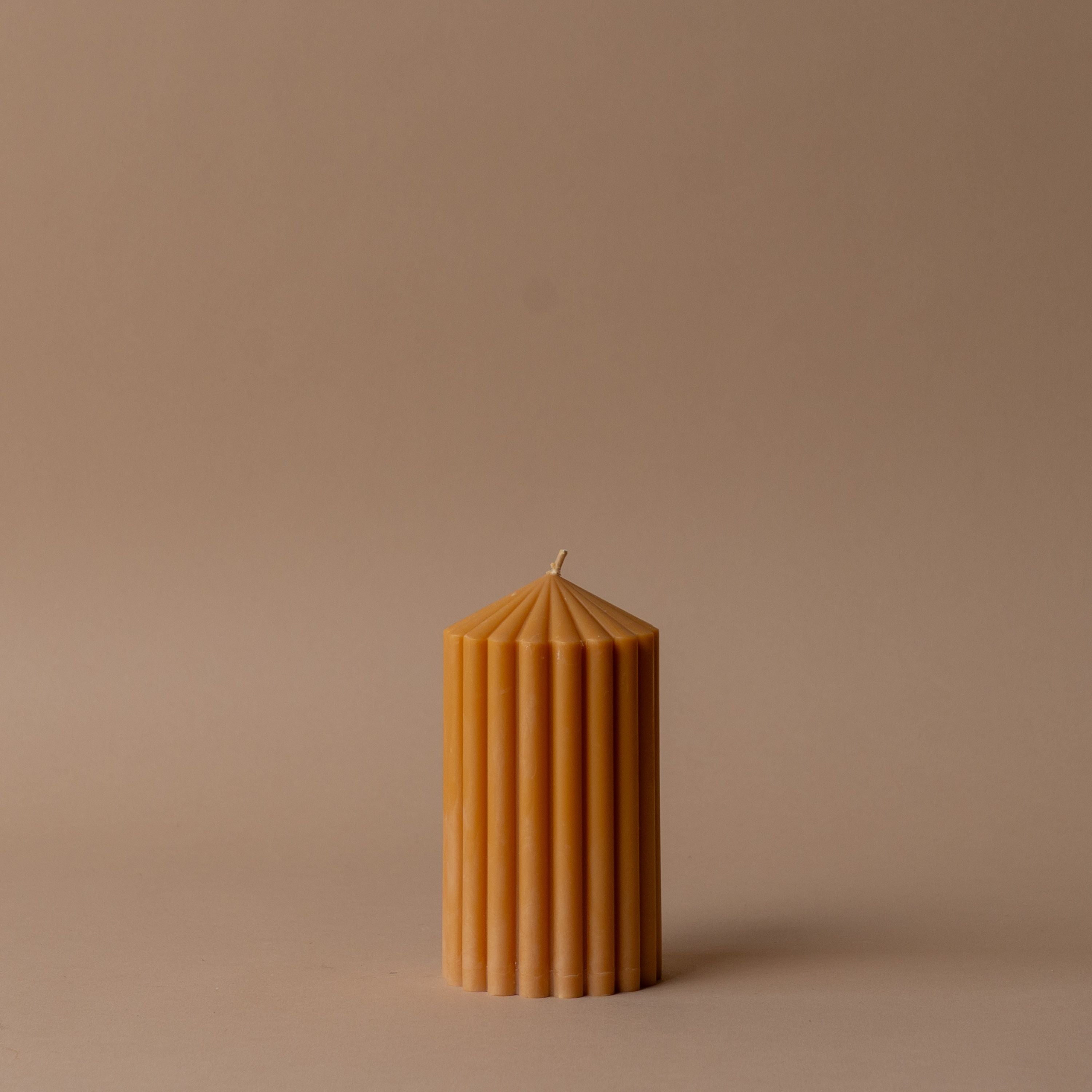 Amber Ribbed Pillar Candle candle Estelle (Faire) Small