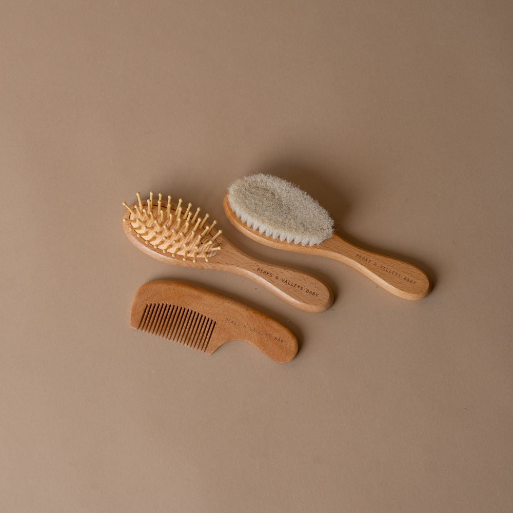 Wooden Hair Brush Set FINNBIRD - brush Peaks & Valleys Baby (Faire)