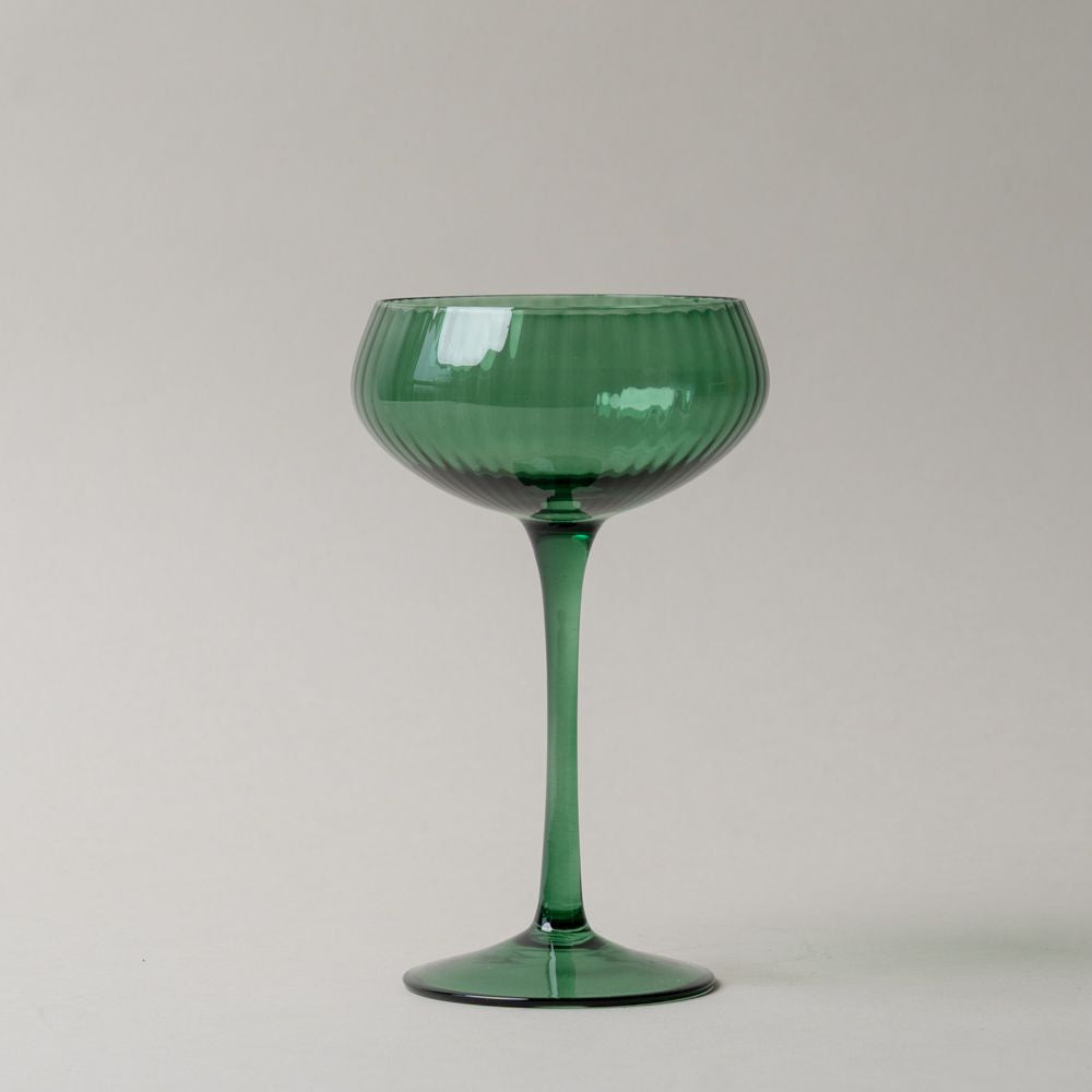 Fluted Stemmed Coupe Glass coupe glass Creative Co-op (DYA) Green