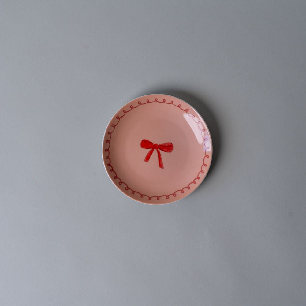 Holiday Bow Porcelain Dish Set CHRISTMAS 2025 DANICA (Faire) Light Peach Plate