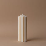 Ivory Ribbed Pillar Candle candle Estelle (Faire) Medium