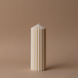 Ivory Ribbed Pillar Candle candle Estelle (Faire) Medium