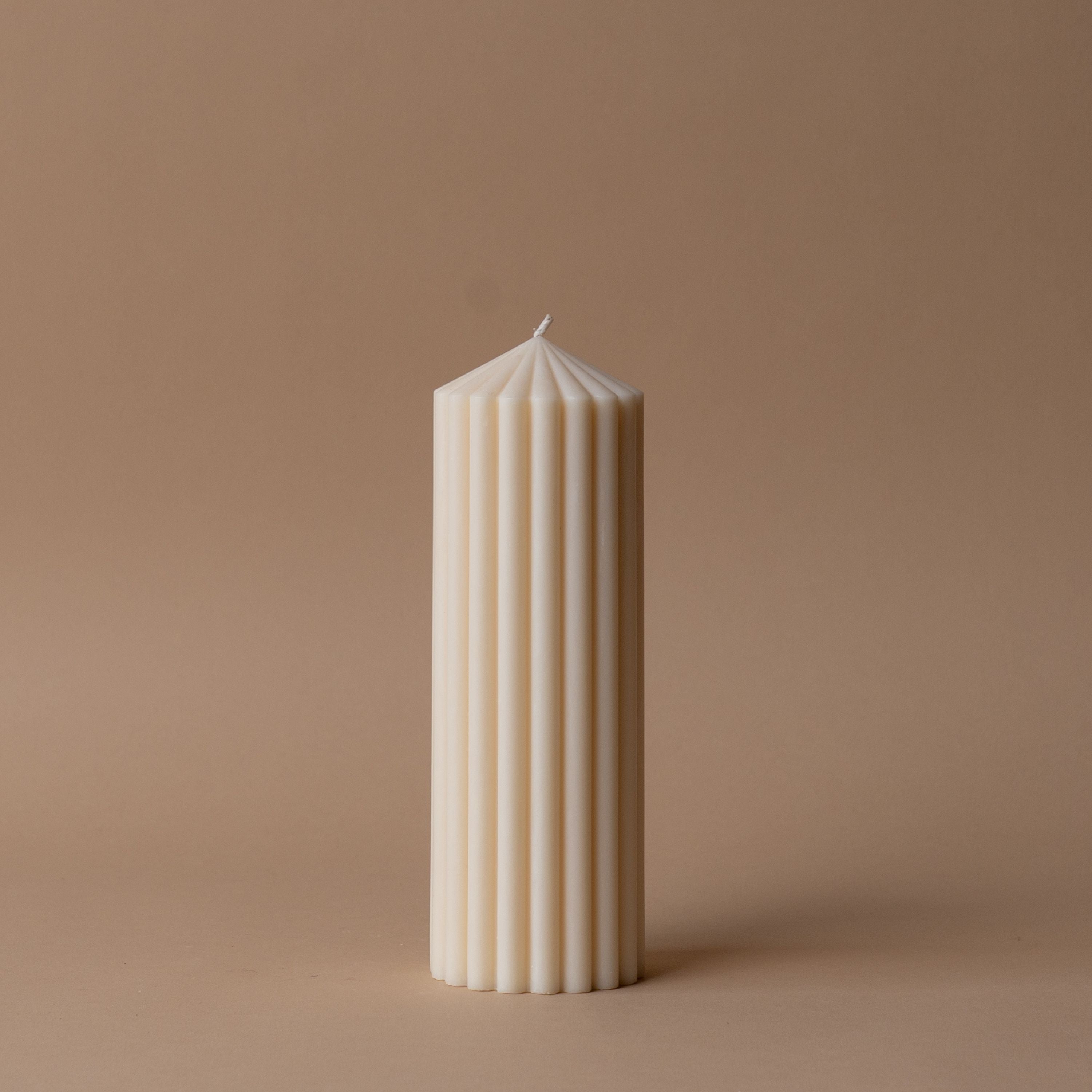 Ivory Ribbed Pillar Candle candle Estelle (Faire) Medium