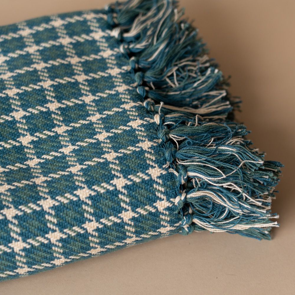 Teal Houndstooth Throw Blanket blanket Indaba