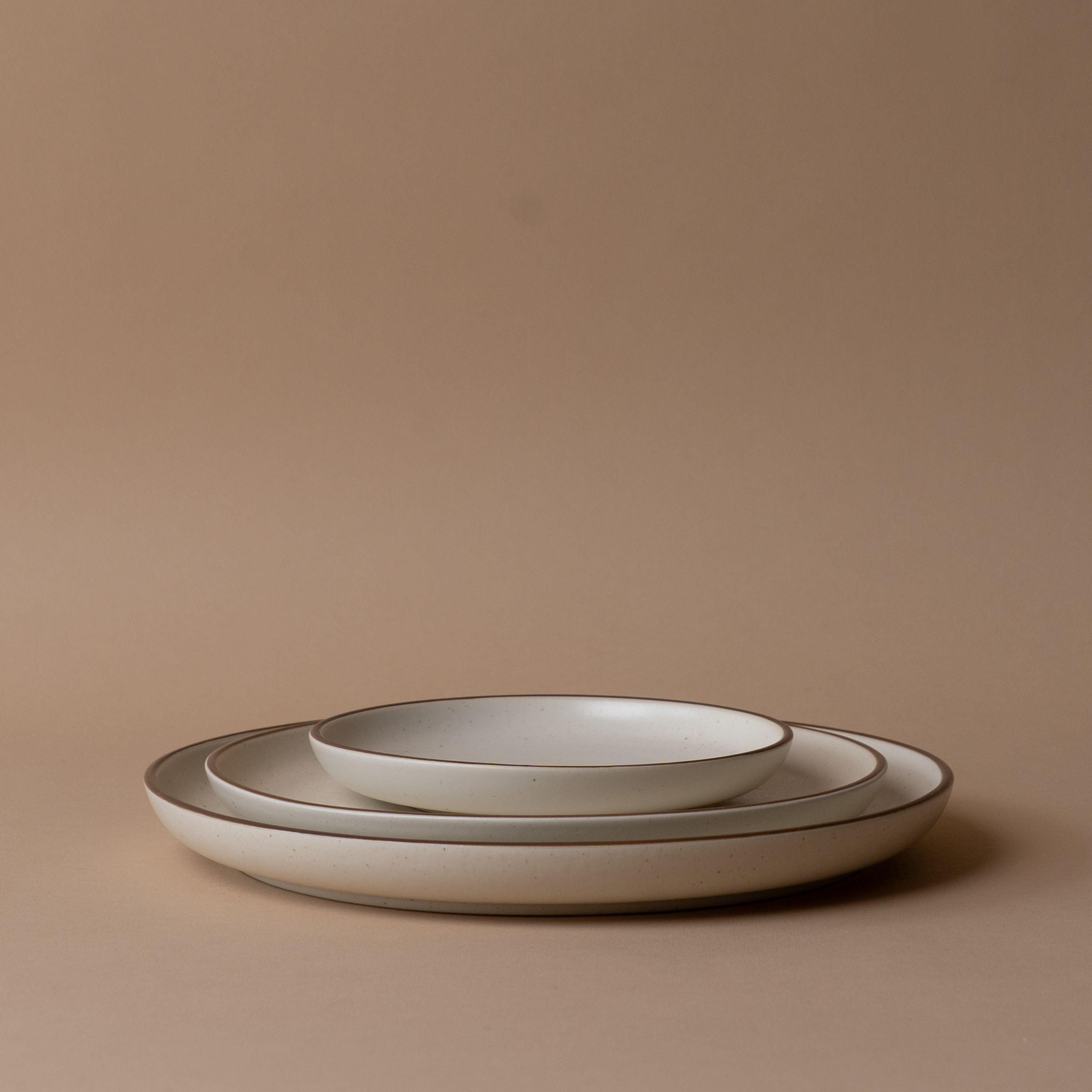 PRE-ORDER Ceramic Vanilla Plate with Espresso Detail plate David Shaw