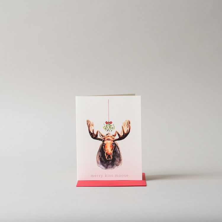 Merry Kiss Moose Holiday Card CHRISTMAS 2025 Inkwell Cards (Faire)