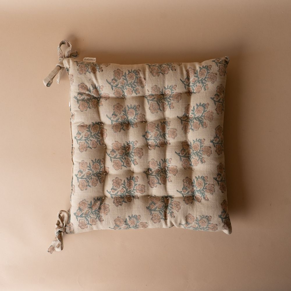Floral Block Print Chair Cushion pillow Indaba