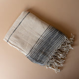 Multi Stripe Bath Towel with Twisted Tassels bath towel Pokoloko Charcoal