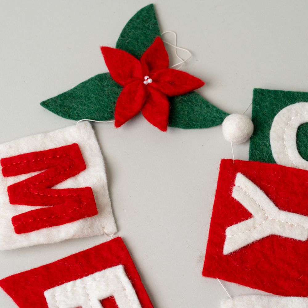 Felt Merry Christmas Garland CHRISTMAS 2025 Global Goods Partners (Faire)