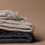 Textured Linen Throw Blanket blanket Linen Way
