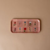 Check Pattern Flowers Enamelled Tray tray Roomytown Inc (Faire)