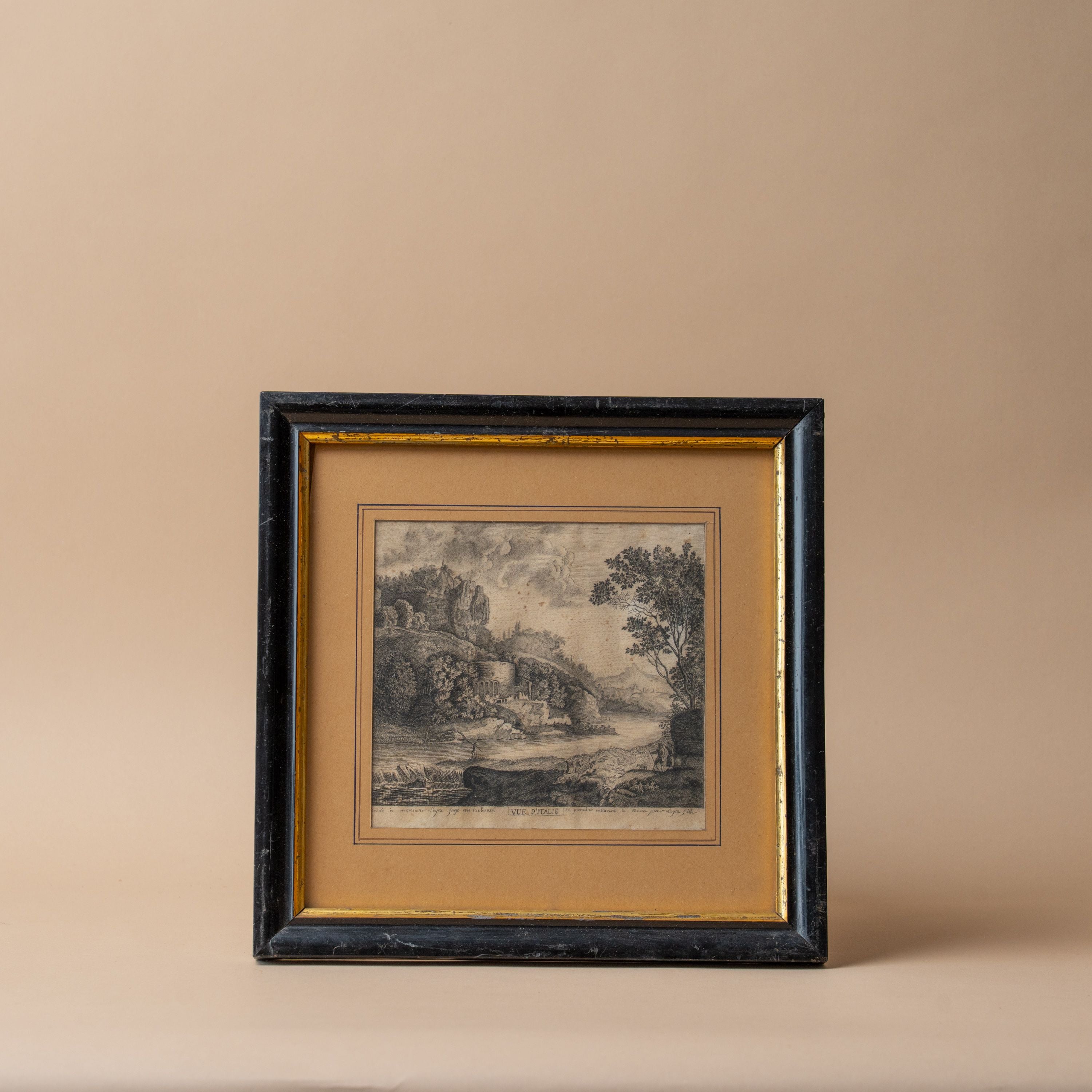 Antique Framed Sketch - 1800's VINTAGE - artwork Hauer Market No. 1