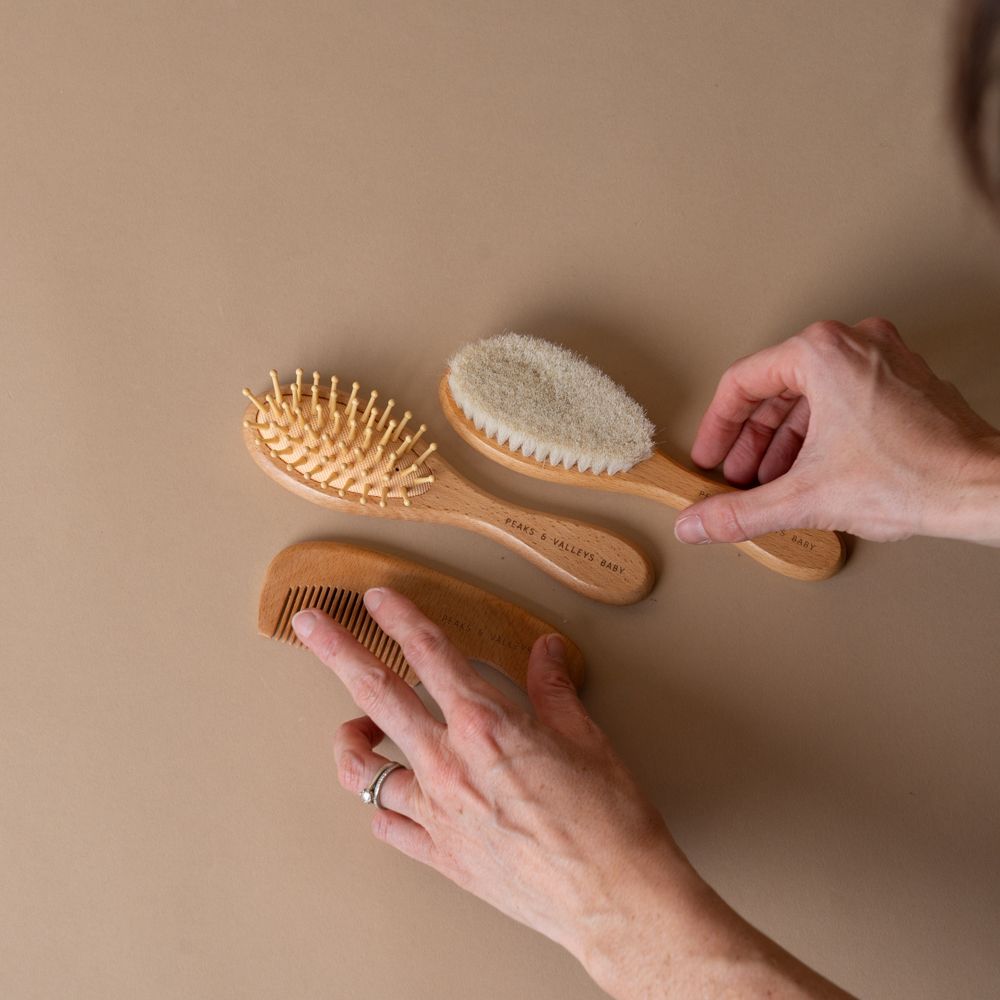 Wooden Hair Brush Set FINNBIRD - brush Peaks & Valleys Baby (Faire)