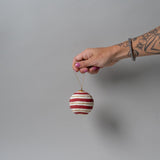 Cotton Mache Bauble Ornament CHRISTMAS 2025 DANICA (Faire) Red Stripe