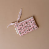 Organic Cotton Floral Pouch reusable bag Paper Mirchi (Faire) Small Pink