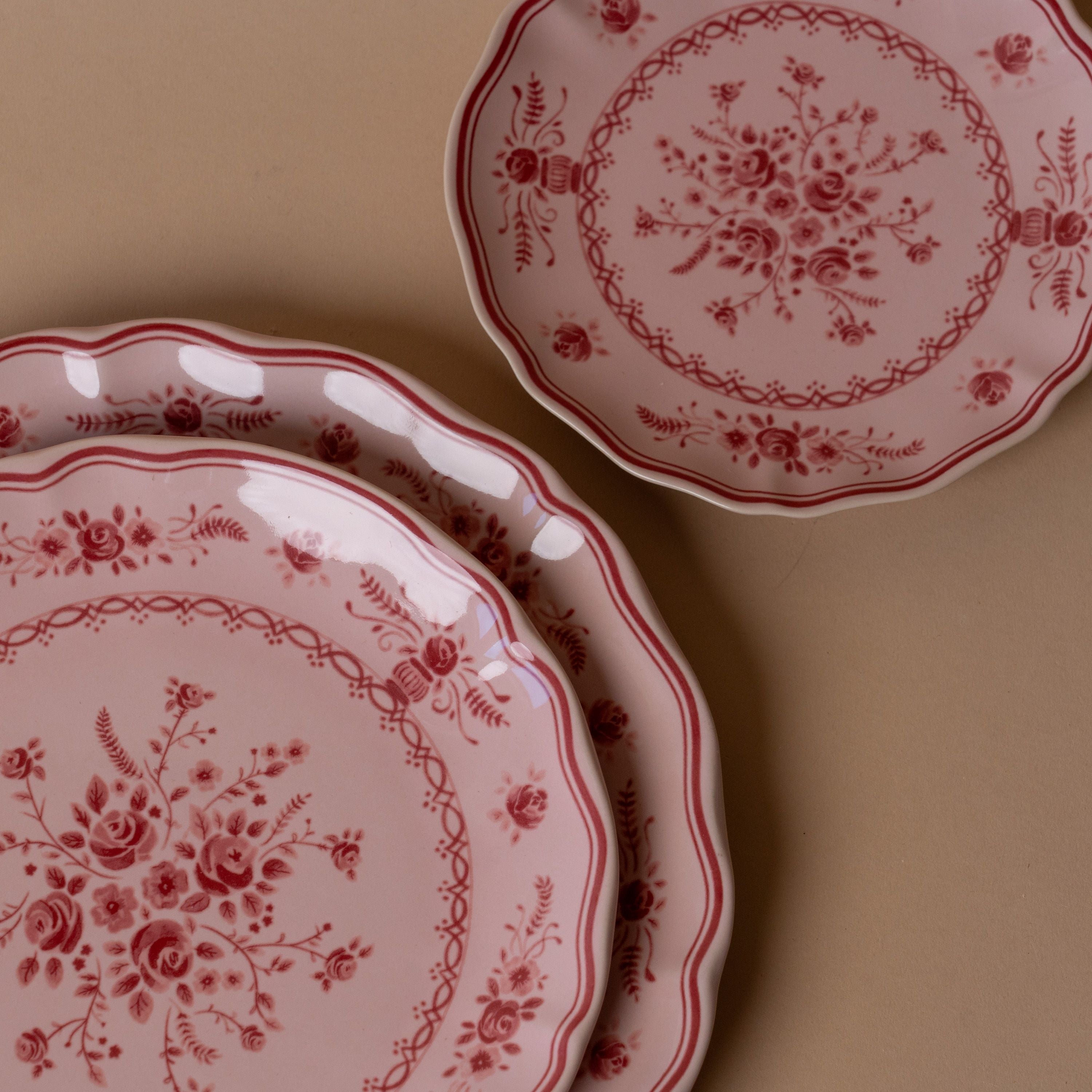 Red & Pink Floral Plate Collection dinnerware David Shaw