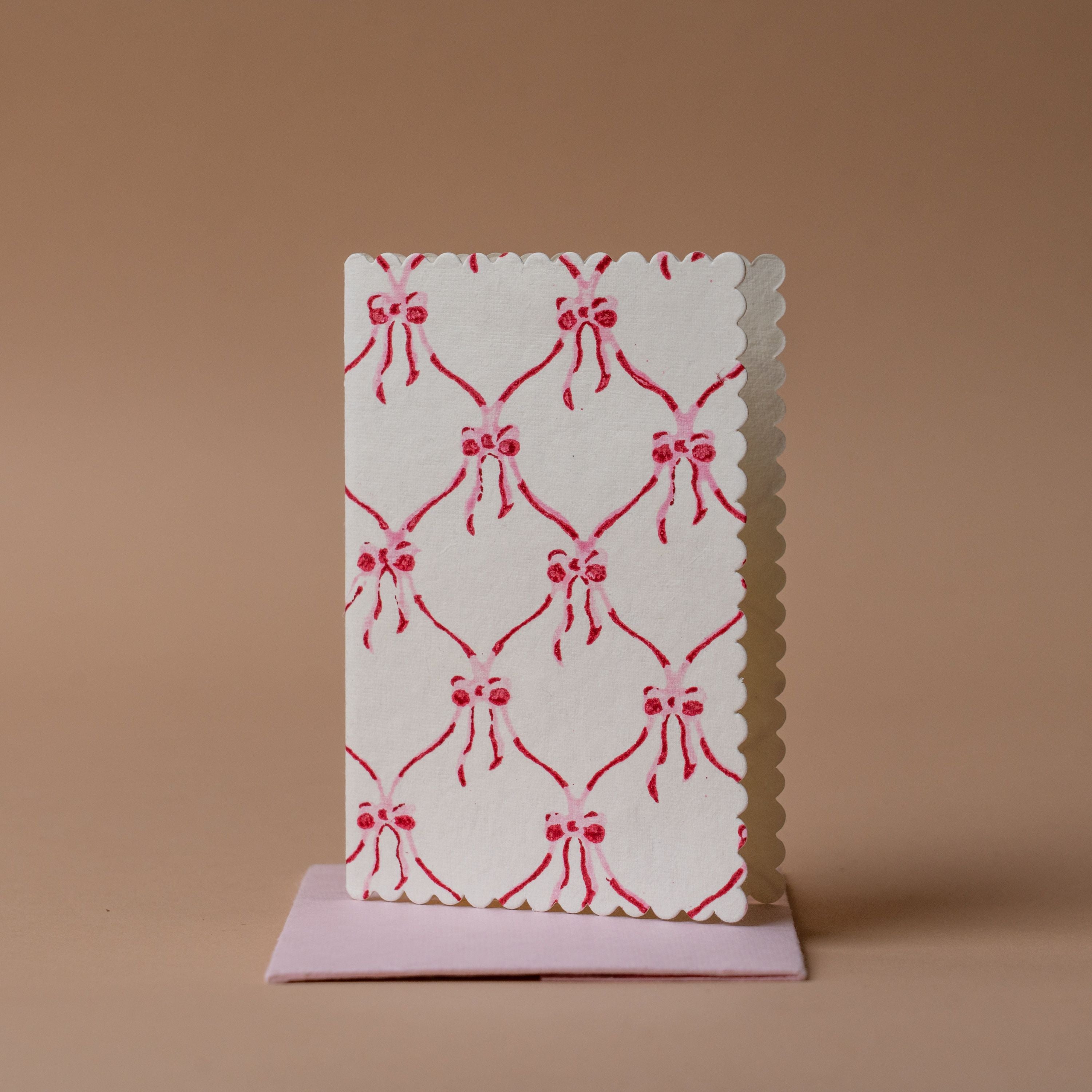 Block Print Card greeting card Paper Mirchi (Faire) Pink Bows