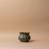 Scallop Edge Stoneware Vase with Reactive Glaze