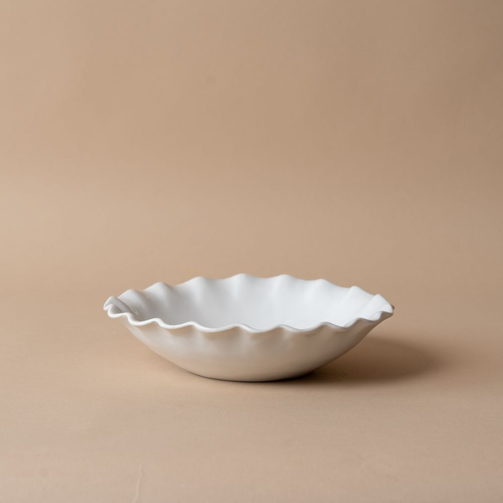 Organic Ruffle Edge Stoneware Dining Collection dinnerware Indaba Salad Bowl
