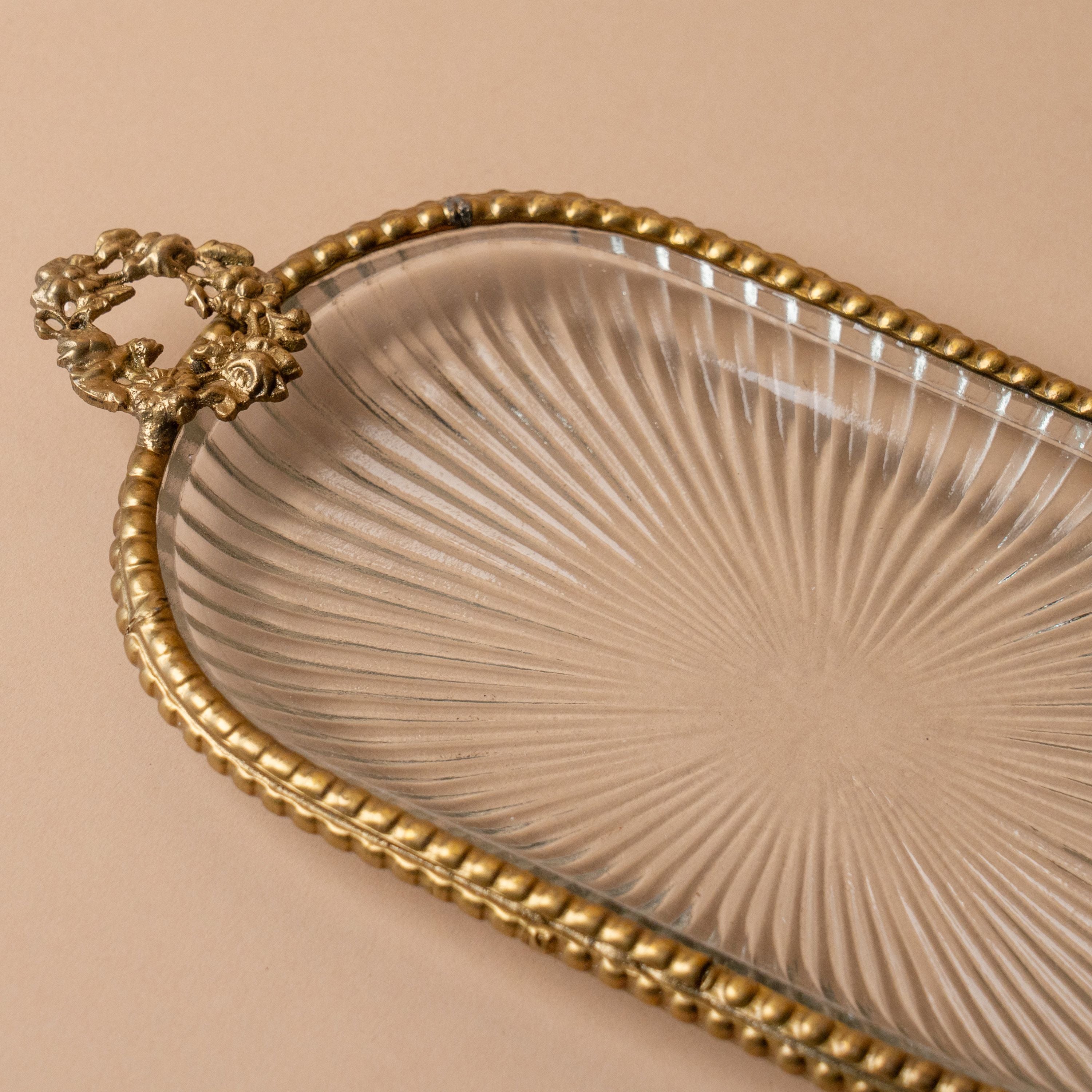 Glass Dish with Antiqued Gold Edge tray Silver Tree Home & Holiday (Faire)