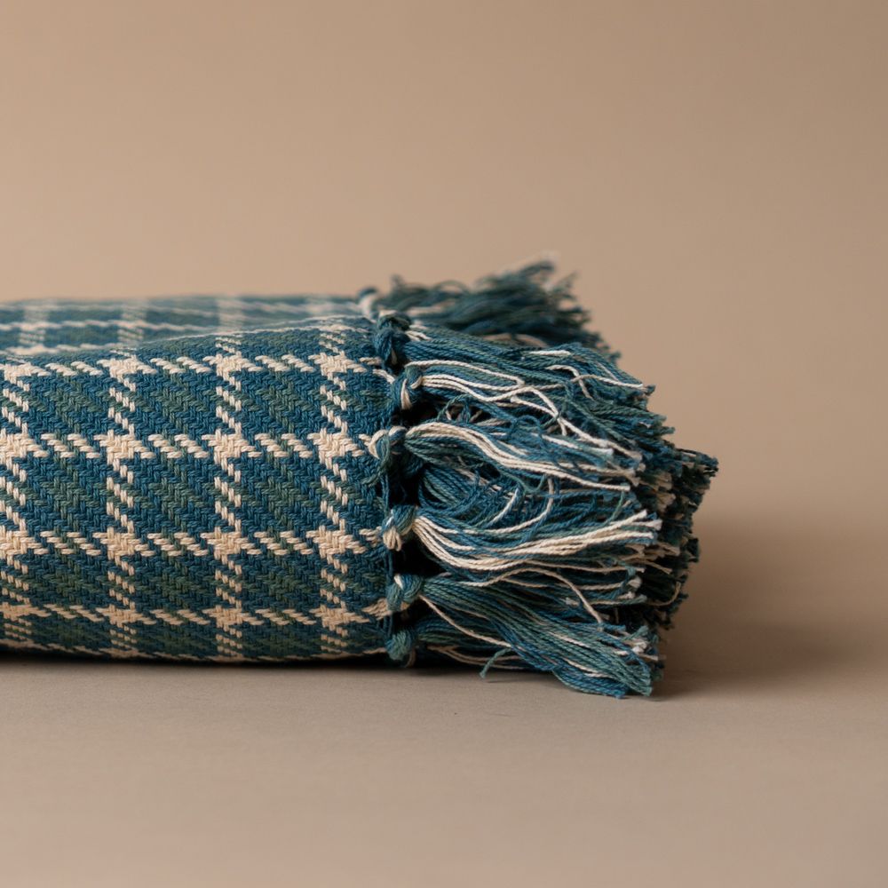 Teal Houndstooth Throw Blanket blanket Indaba