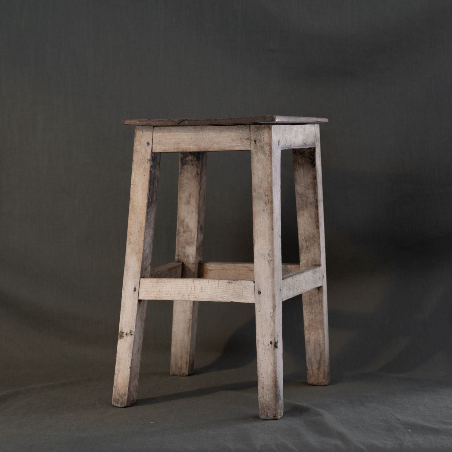 Antique Wood Stool - Rug & Weave