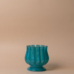 Fluted Pedestal Vase vase Verdant Garden & Home (Faire) Short Blue