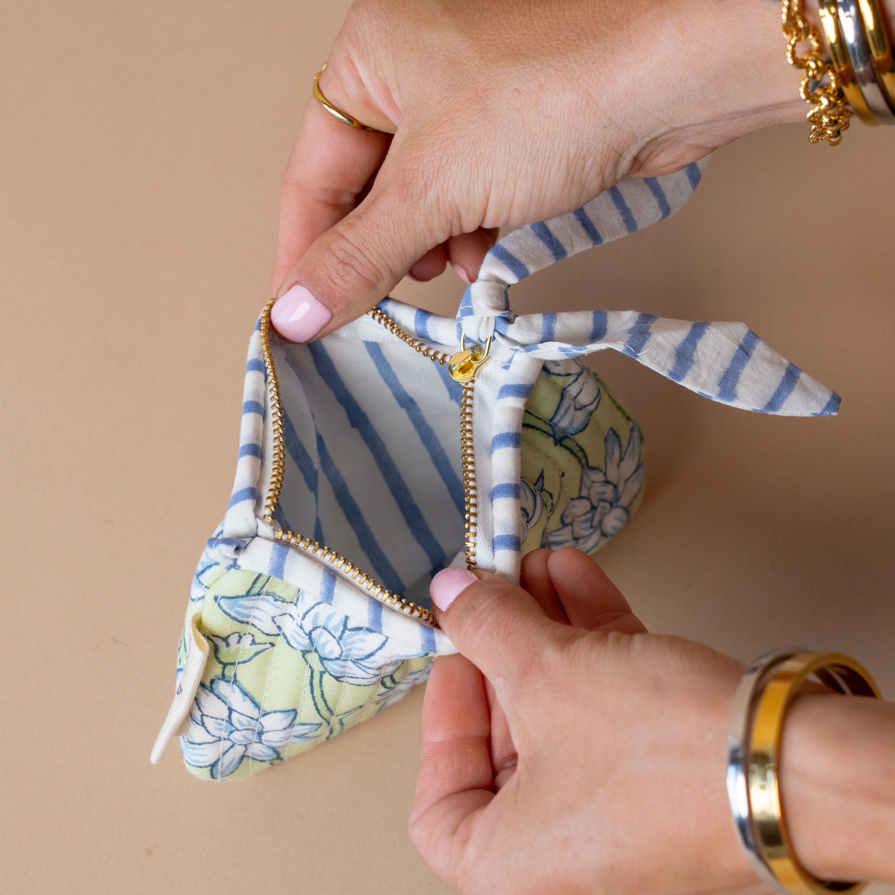 Organic Cotton Floral Pouch reusable bag Paper Mirchi (Faire)