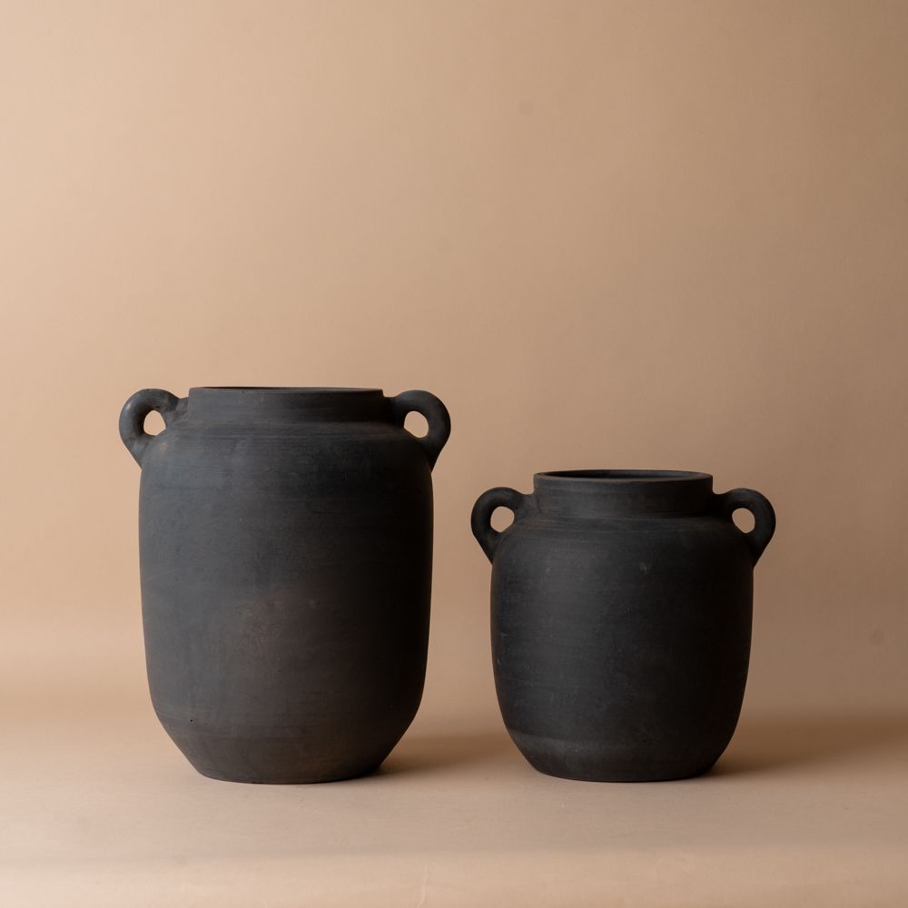 Burnt Terracotta Pot with Loop Handles vase Indaba
