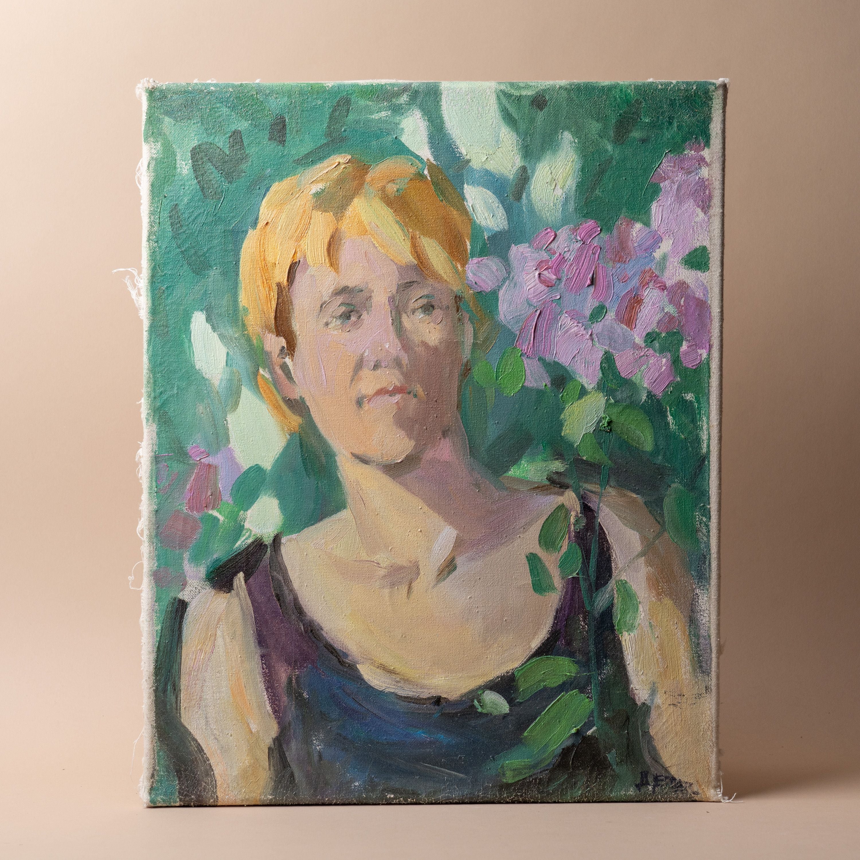 "Floral Portrait" Vintage Artwork ARTWORK - vintage painting Rug & Weave Art