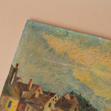 Antique French Oil Landscape Painting VINTAGE - artwork Rug and Weave