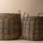 Round Rattan Basket with Handles basket Bacon Basketware (Faire)