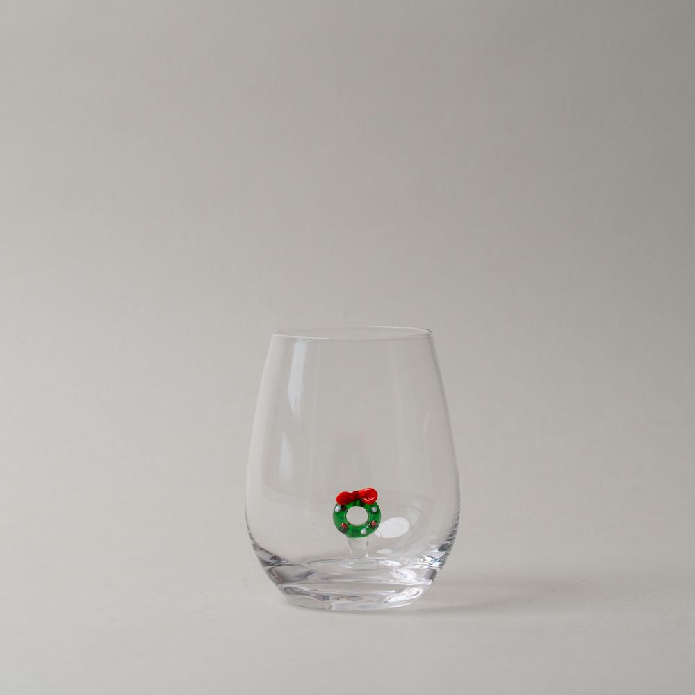 Wreath Stemless Wine Glass CHRISTMAS 2025 Abbott Collection