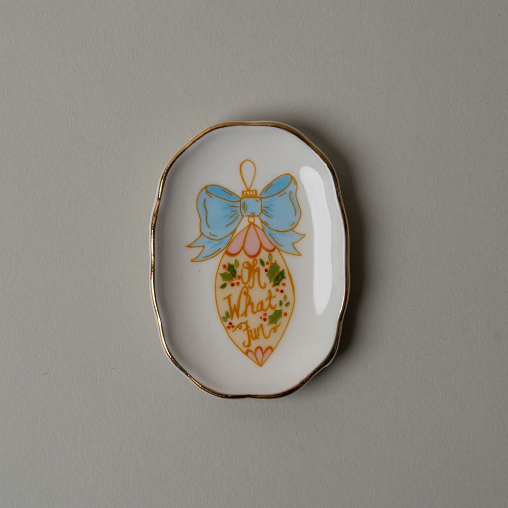 Stoneware Scallop Mini Holiday Dish CHRISTMAS 2025 Creative Co-op (DYA) Ornament