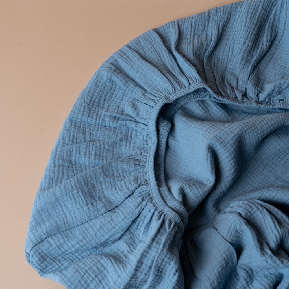 Cotton Crepe Crib Sheet FINNBIRD - crib sheet Minika (Faire) Blue