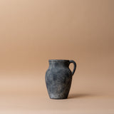 Textured Ceramic Vase with Handle - Grey
