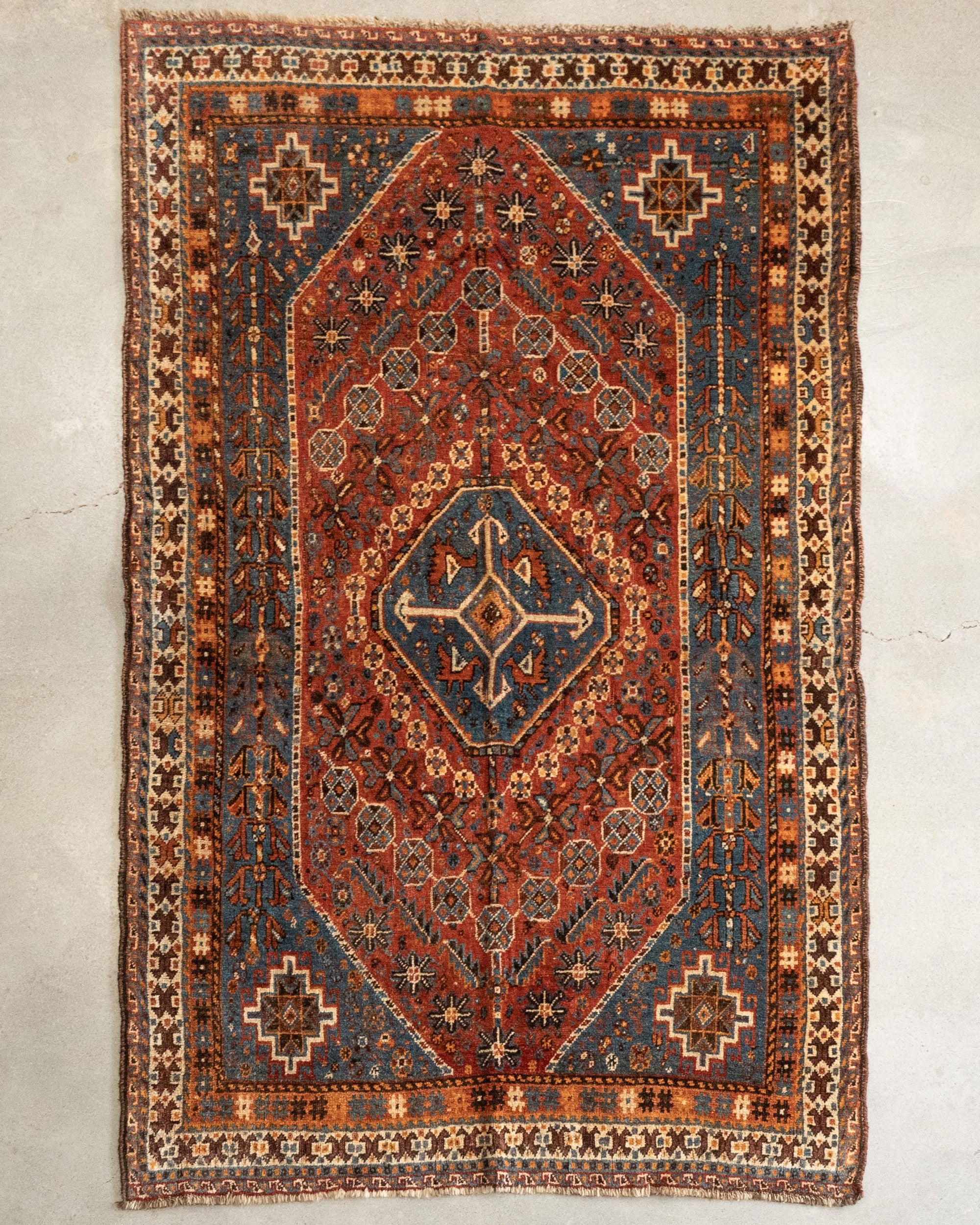 4'5" x 7' Vintage Qashqai Rug VINTAGE - rug Rug & Weave Rugs