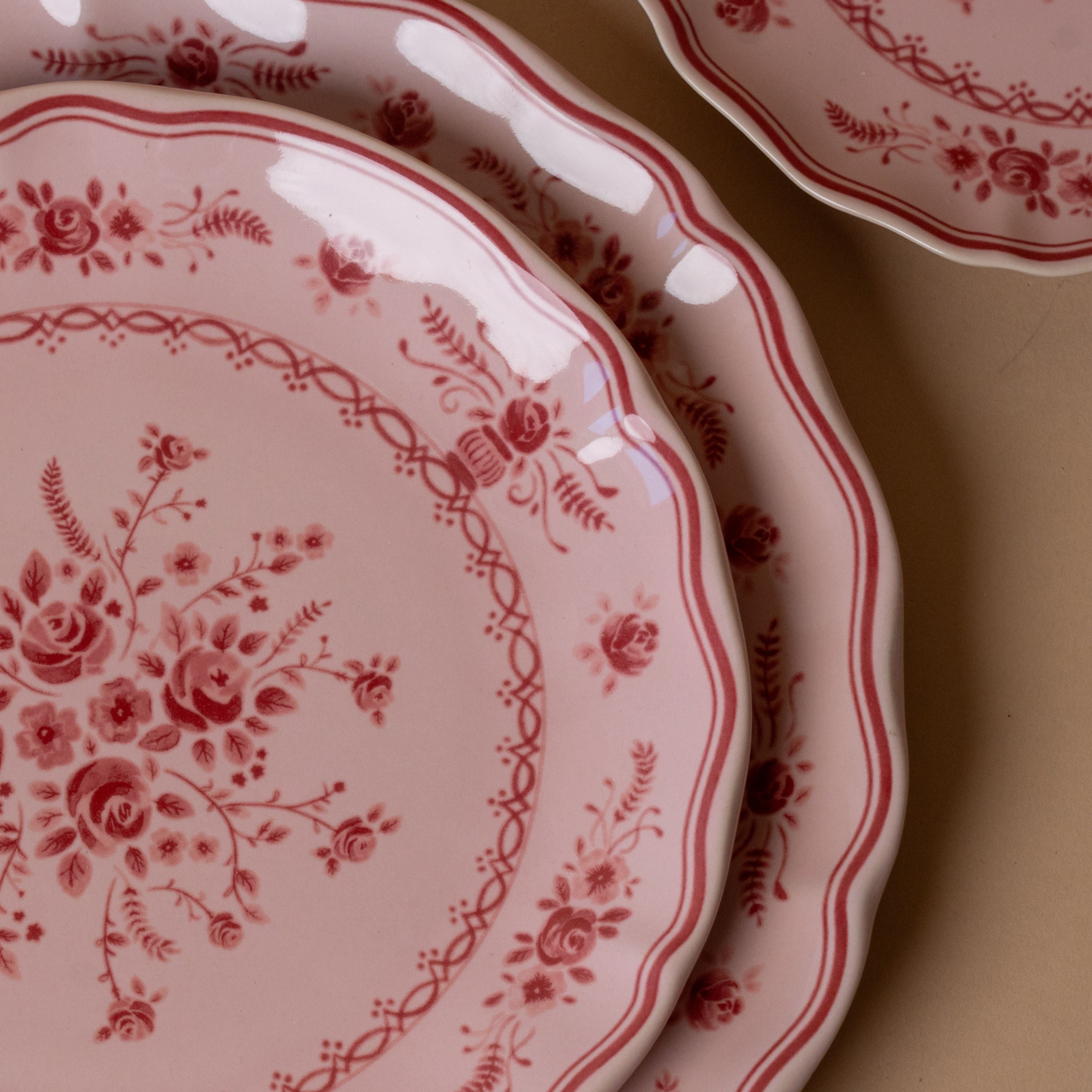 Red & Pink Floral Plate Collection dinnerware David Shaw