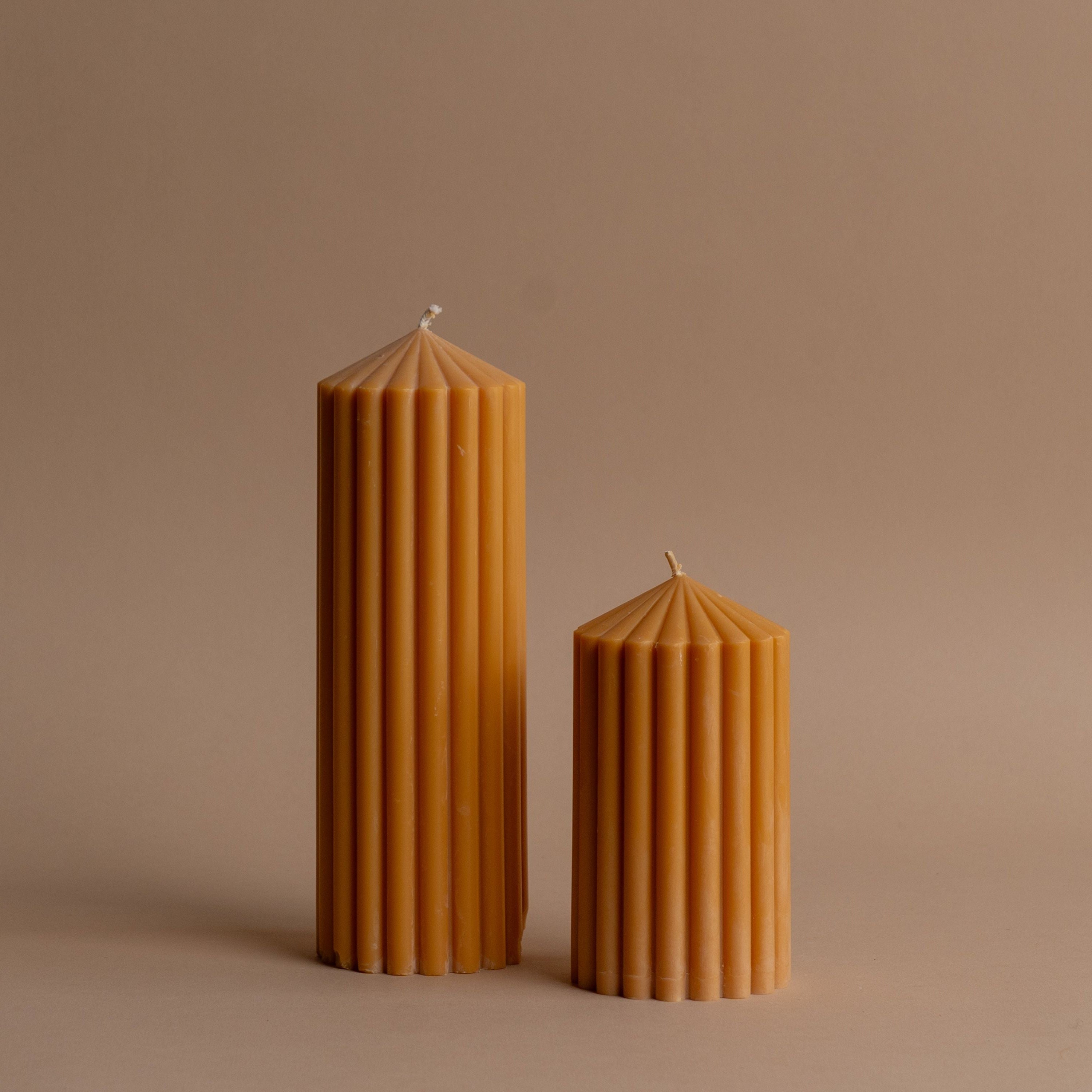 Amber Ribbed Pillar Candle candle Estelle (Faire)