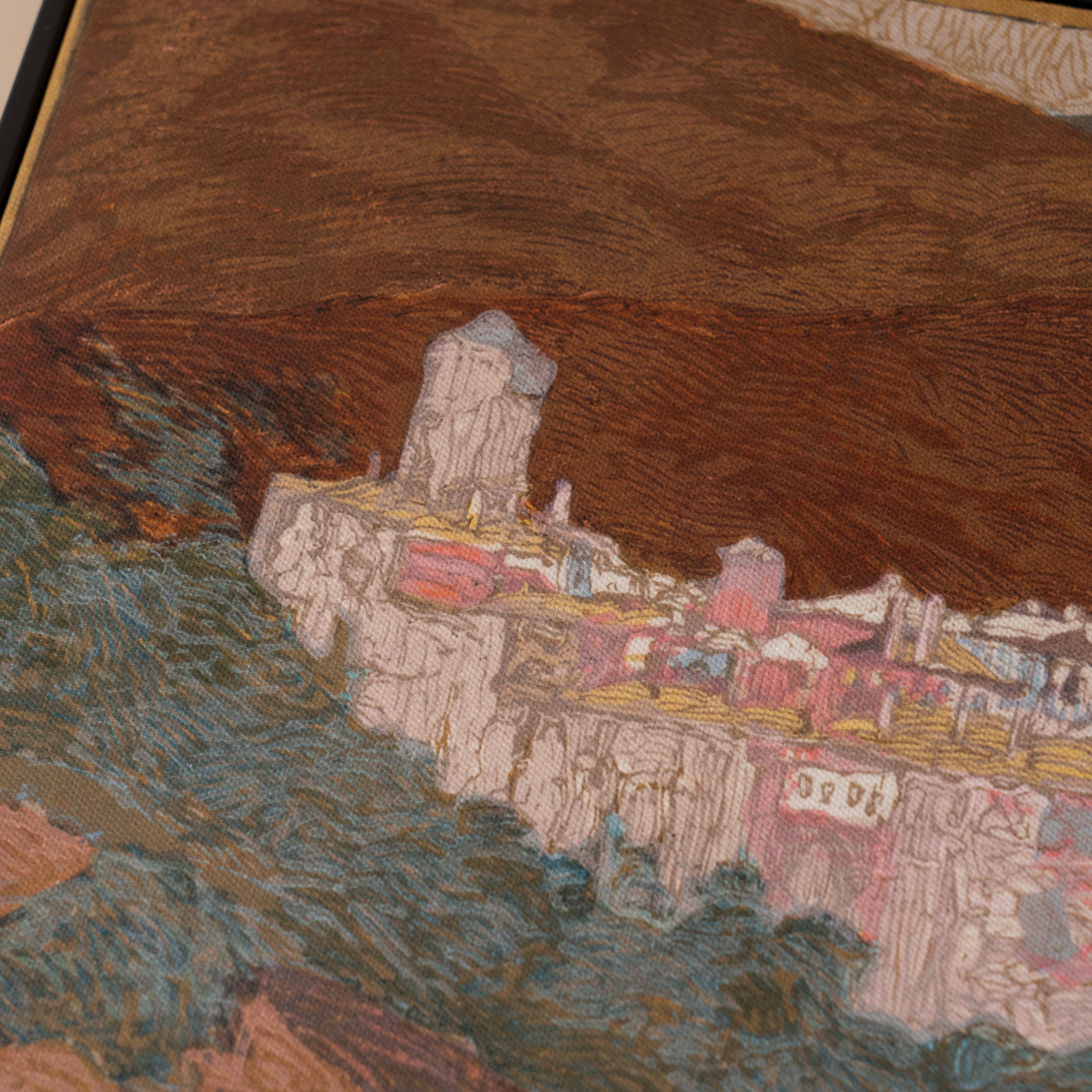 Monastery Landscape Framed Canvas ARTWORK - framed print Morel (Faire)