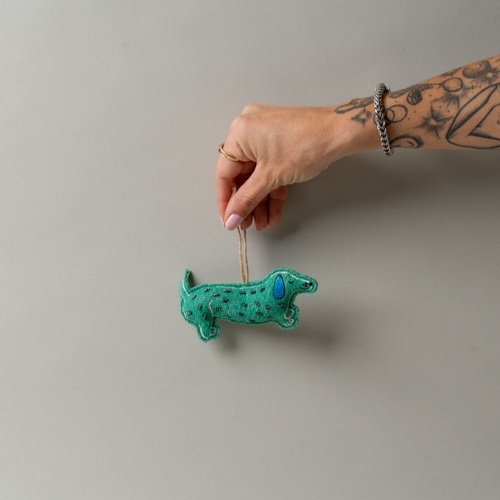 Green Spotted Dog Ornament CHRISTMAS 2025 Indaba