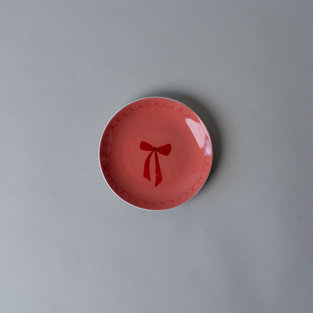 Holiday Bow Porcelain Dish Set CHRISTMAS 2025 DANICA (Faire) Dark Peach Plate