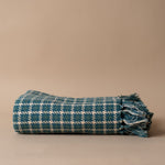 Teal Houndstooth Throw Blanket blanket Indaba