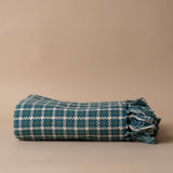 Teal Houndstooth Throw Blanket blanket Indaba