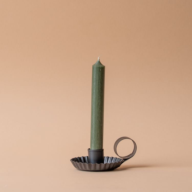 Fluted Tin Candle Holder with Handle candle holder Irvin's Tinware (Faire) Charcoal
