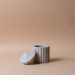 Greige Fluted Marble Jar storage jar Luxe B Co (Faire)