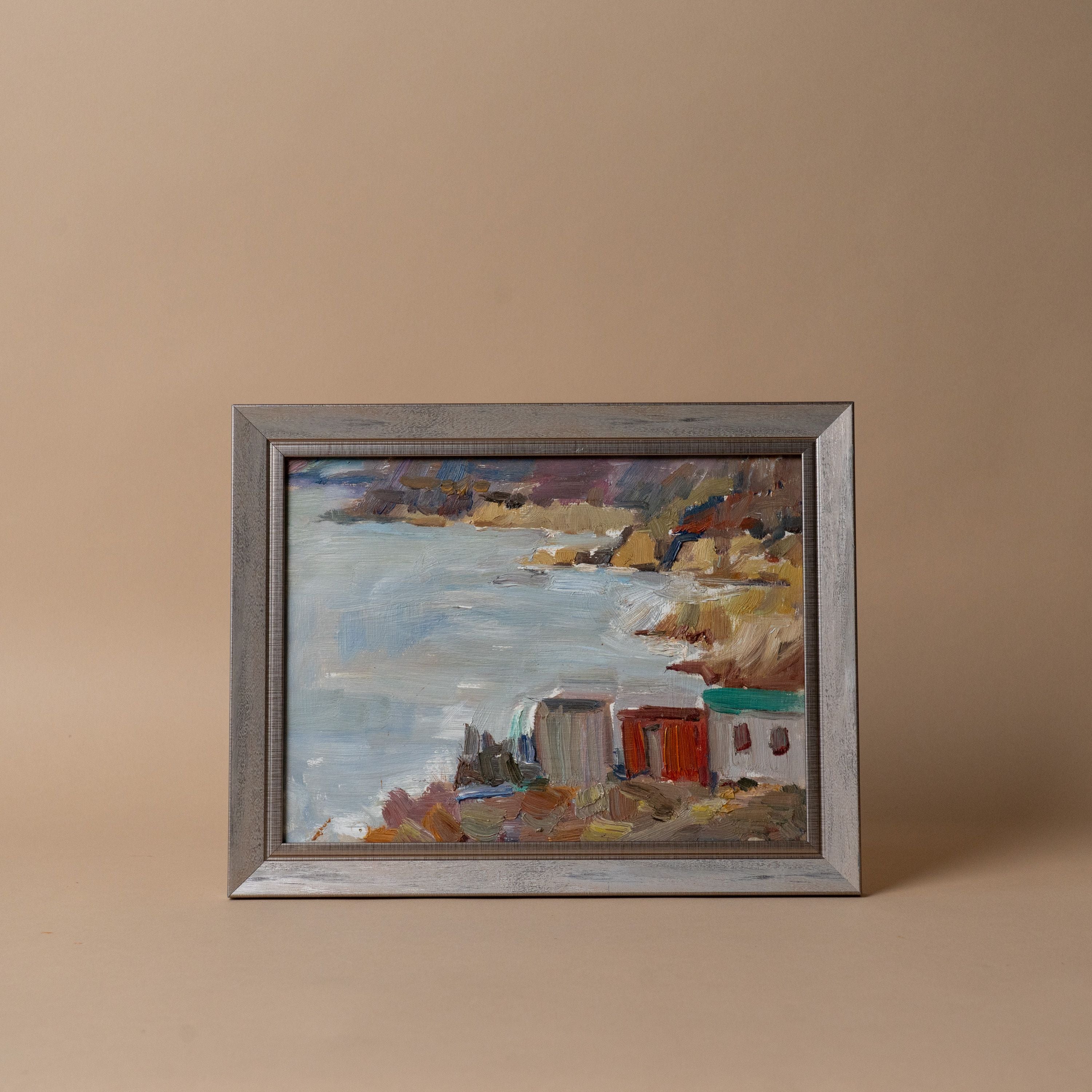 "Coastal Town" Framed Vintage Painting ARTWORK - vintage painting Hauer Market