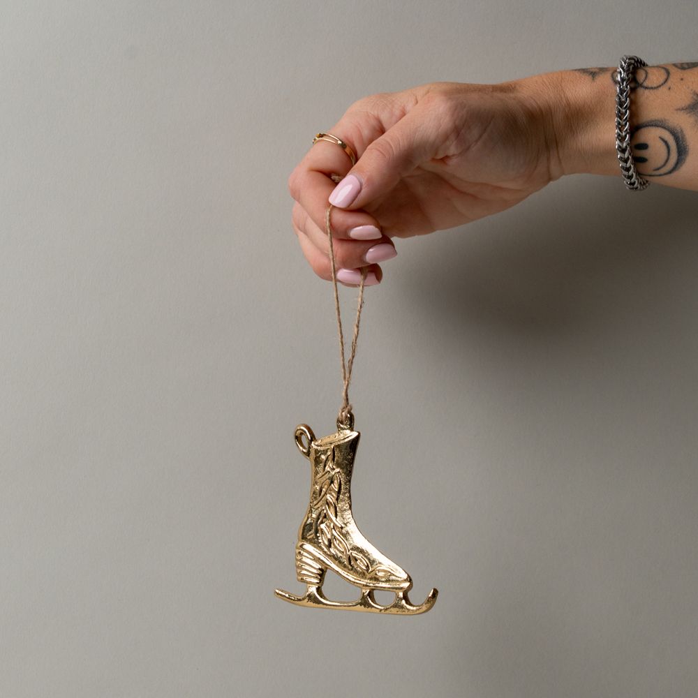 Gold Finish Skate Ornament CHRISTMAS 2025 Abbott Collection